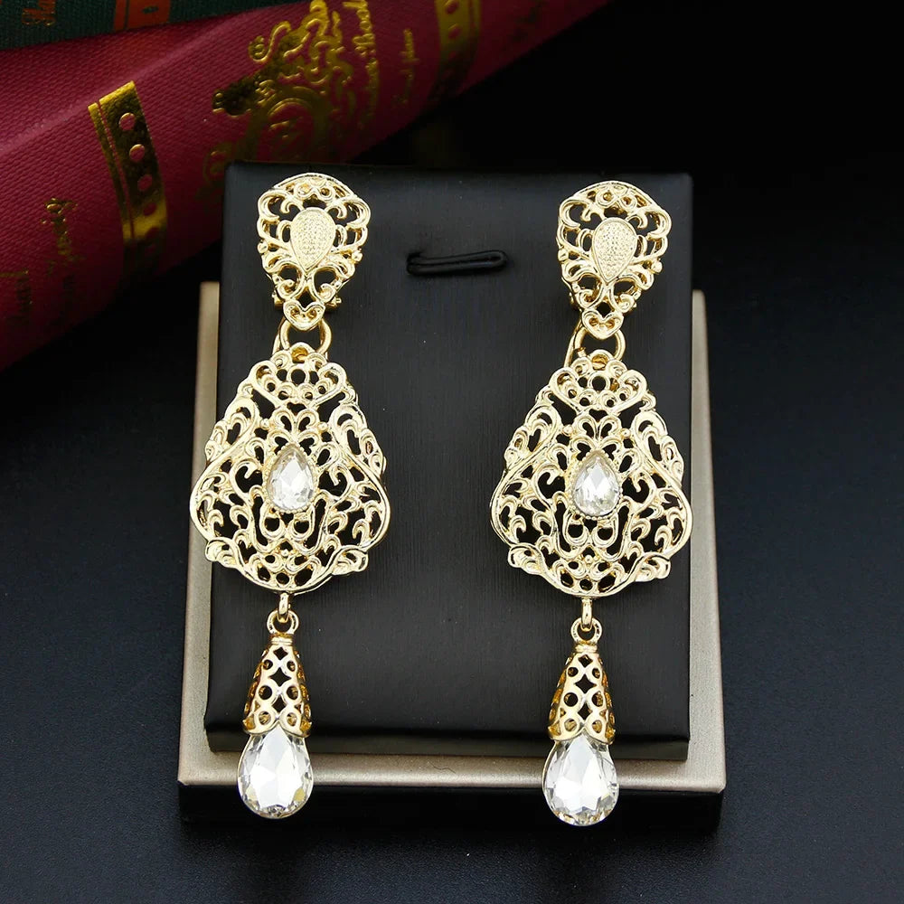 Ethnic Oriental White Dangle Earrings