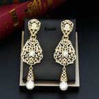 Ethnic Oriental White Dangle Earrings