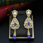 Ethnic Oriental Dark Blue Dangle Earrings