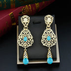 Ethnic Oriental Turquoise Blue Dangle Earrings