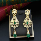 Ethnic Oriental Dark Green Dangle Earrings