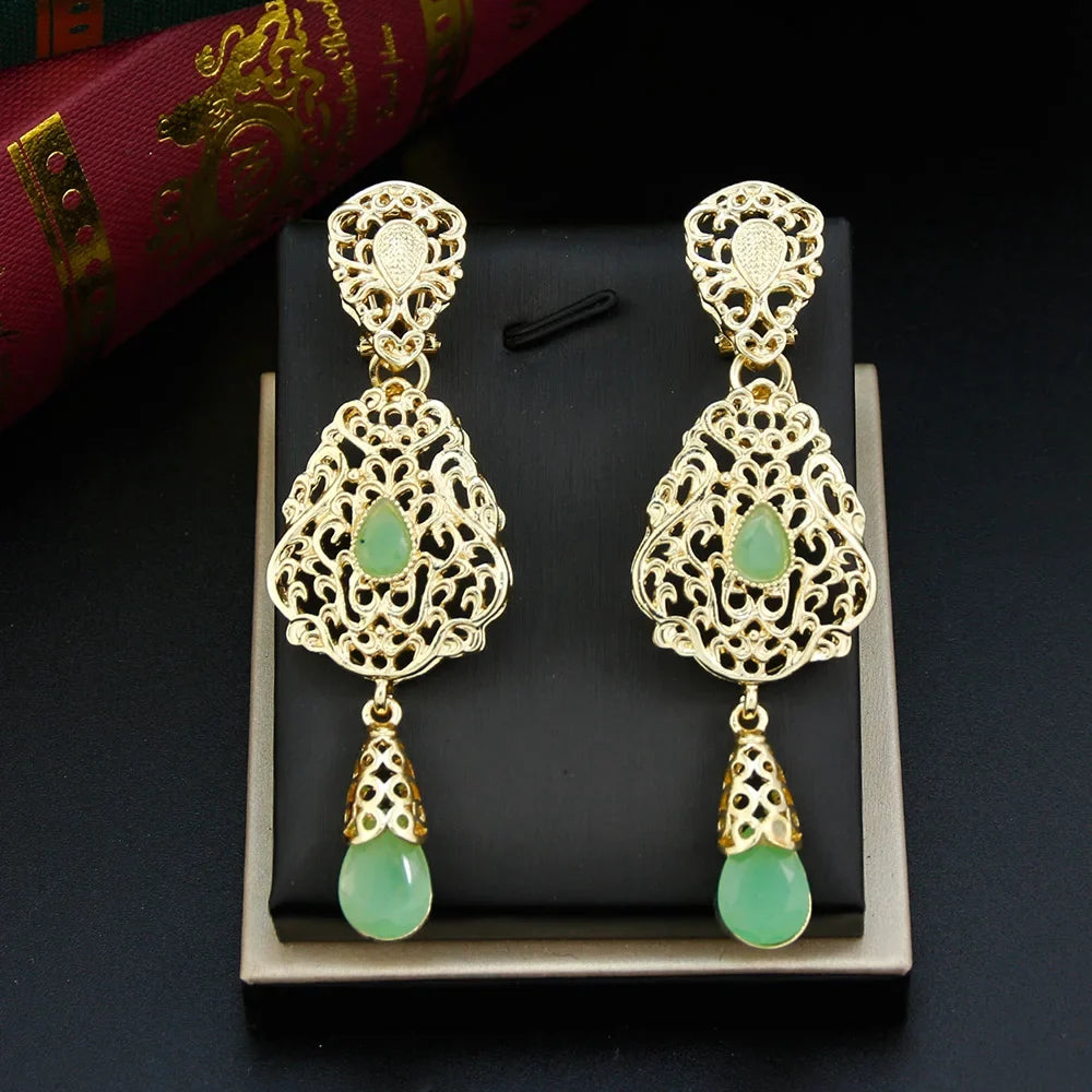 Ethnic Oriental Light Green Dangle Earrings