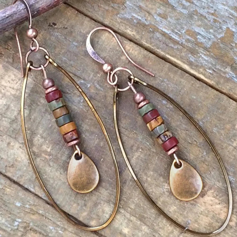 Ethnic Oval Drop Earrings