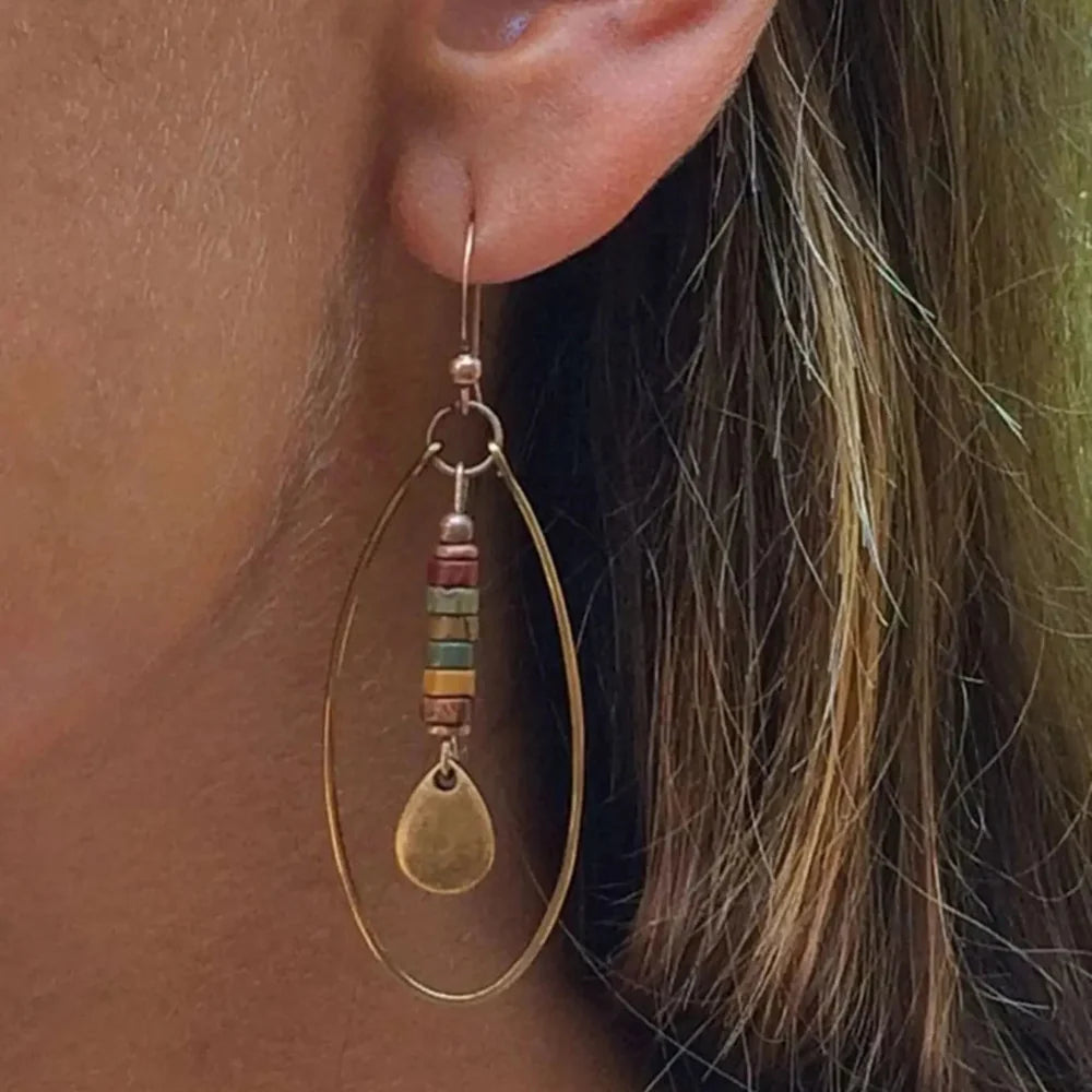 Ethnic Oval Drop Earrings