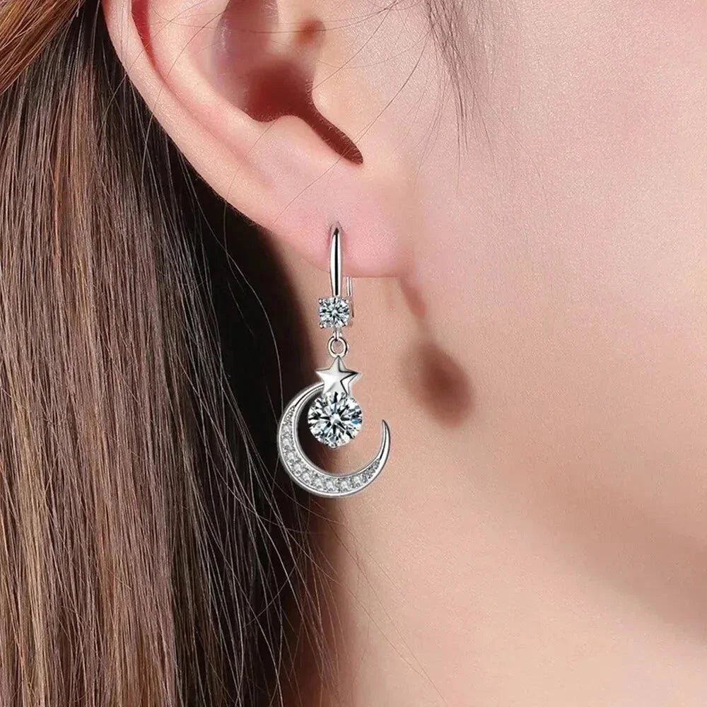 Star and Moon Dangle Earrings