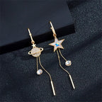 Star and Planet Drop Earrings