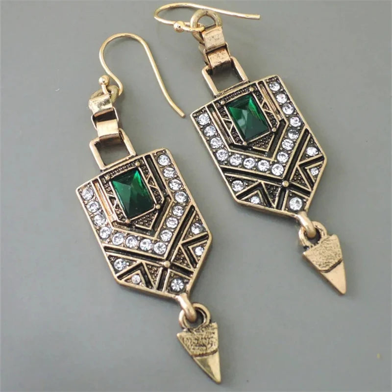 Ethnic-Style Drop Earrings for Women in Gold