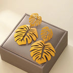 Yellow Palm Leaf Drop Earrings