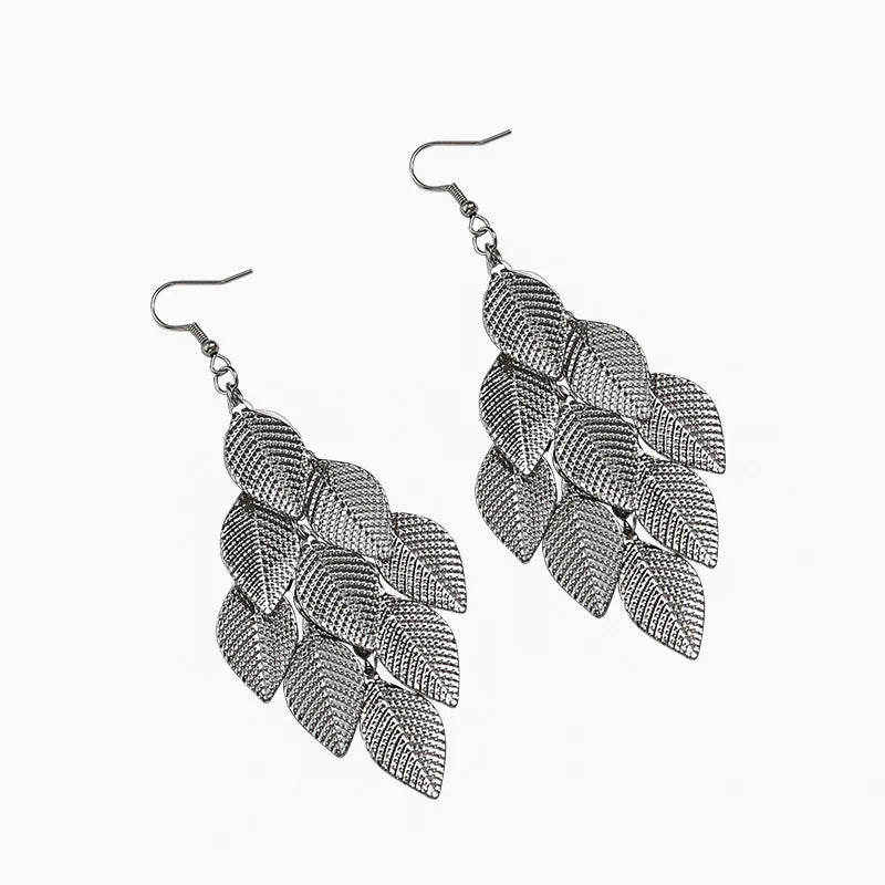 Women's Silver Leaf Dangle Earrings
