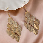 Women's Gold Leaf Dangle Earrings