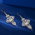 Lotus Flower Drop Earrings for Women, Silver