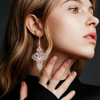 Lotus Flower Drop Earrings for Women, Silver