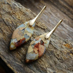Colorful Water Drop Dangle Earrings in Gold and Brown