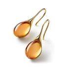 Gold and Brown Water Drop Dangle Earrings