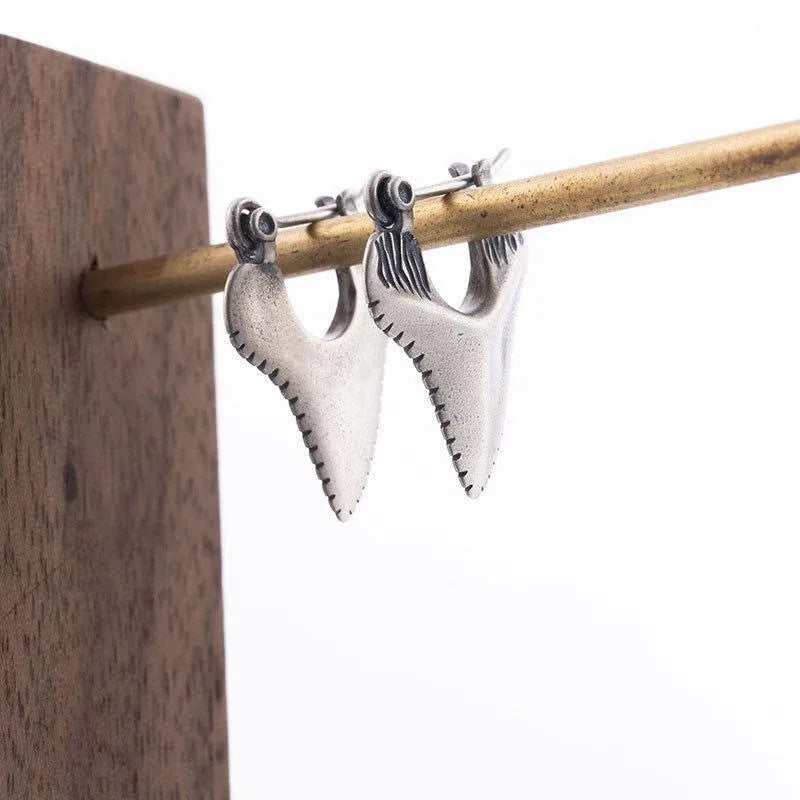 Shark Tooth Inlay Drop Earrings