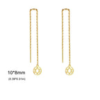 Long dangling earrings with the Star of David Jewish symbol, round, in gold