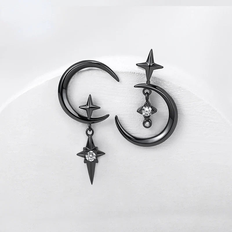 Moon and Star Drop Earrings