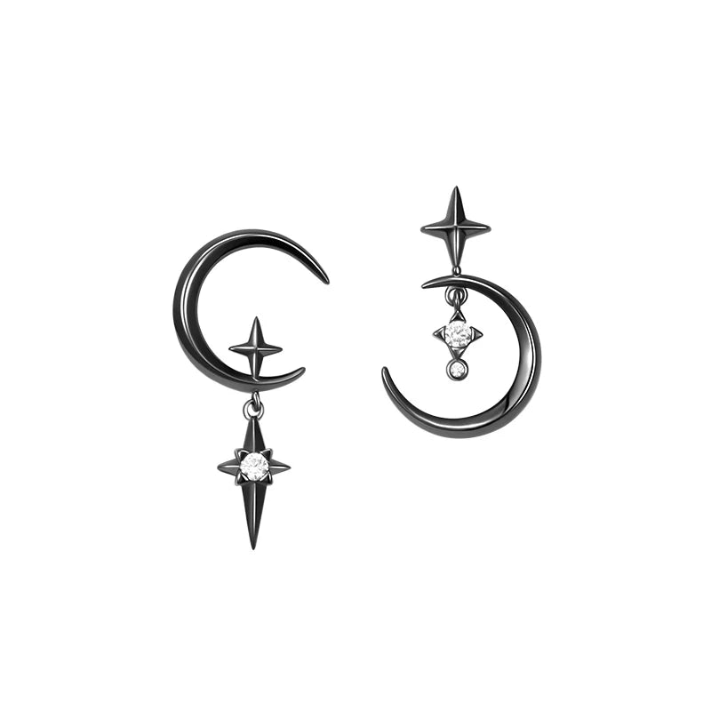 Moon and Star Drop Earrings