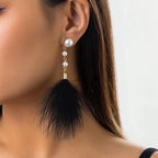 Drop Earrings Pearls and Feathers 3