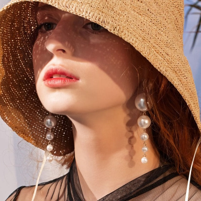 Dangling Pearl Drop Earrings