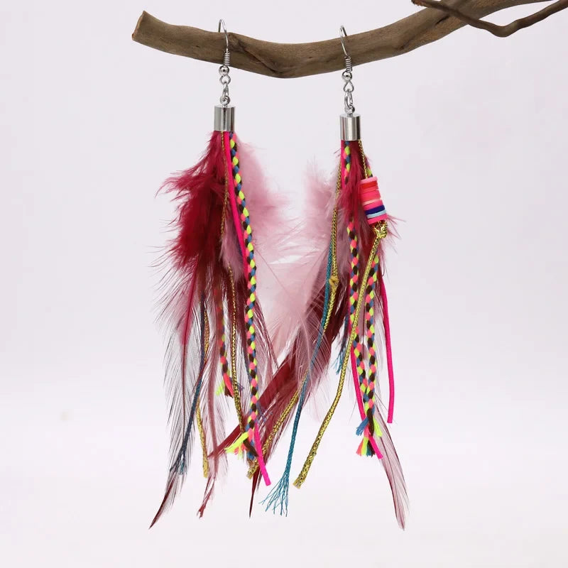 5 Feather Drop Earrings
