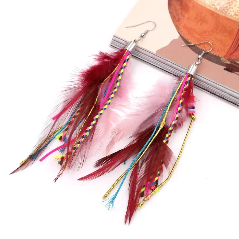 5 Feather Drop Earrings