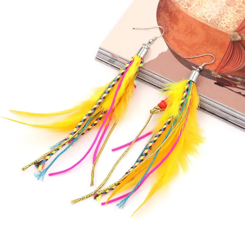 3 Feather Drop Earrings