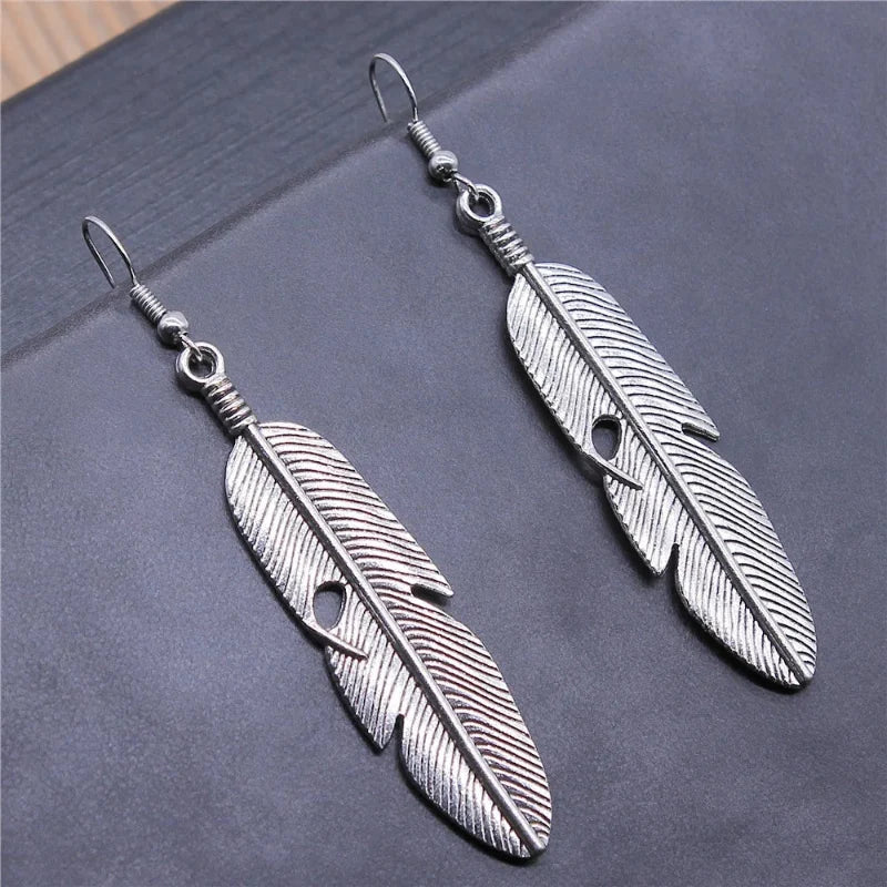 Women's Feather Drop Earrings silver