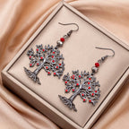 Red Tree of Life Dangle Earrings for Women