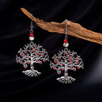 Red Tree of Life Dangle Earrings for Women