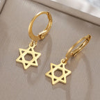 Women's dangle earrings with the symbolic Jewish Star of David in gold