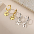 Women's dangle earrings with the symbolic Jewish Star of David 