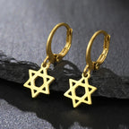Women's dangle earrings with the symbolic Jewish Star of David in gold