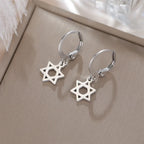 Women's dangle earrings with the symbolic Jewish Star of David in silver
