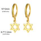 Women's dangle earrings with the symbolic Jewish Star of David in gold