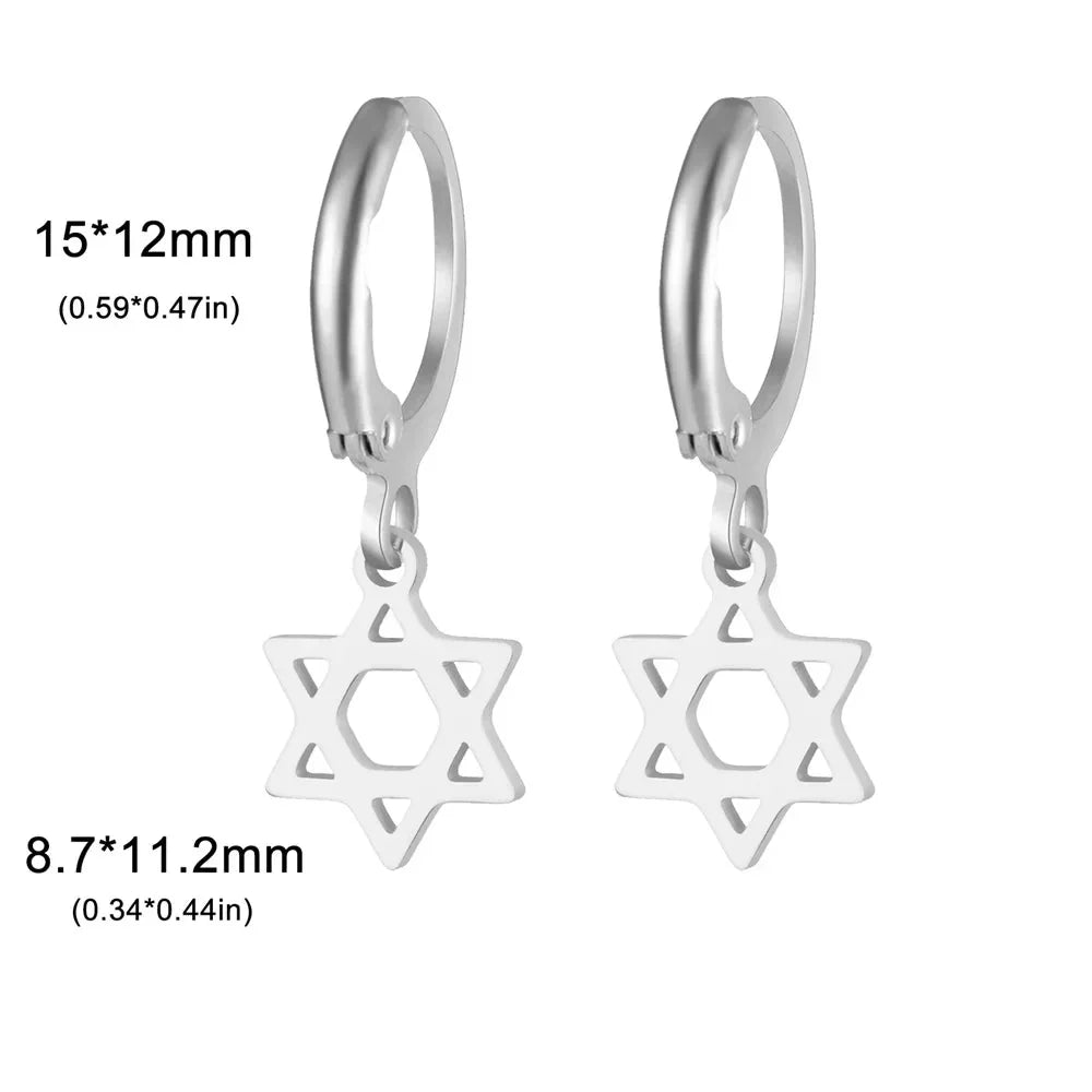 Women's dangle earrings with the symbolic Jewish Star of David in silver