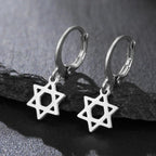 Women's dangle earrings with the symbolic Jewish Star of David in silver