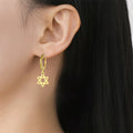 Women's dangle earrings with the symbolic Jewish Star of David in gold