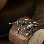 Buddhist Prayer Wheel Drop Earrings