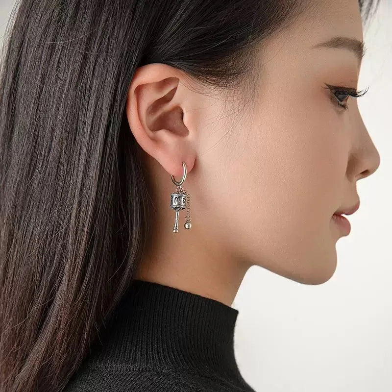 Buddhist Prayer Wheel Drop Earrings