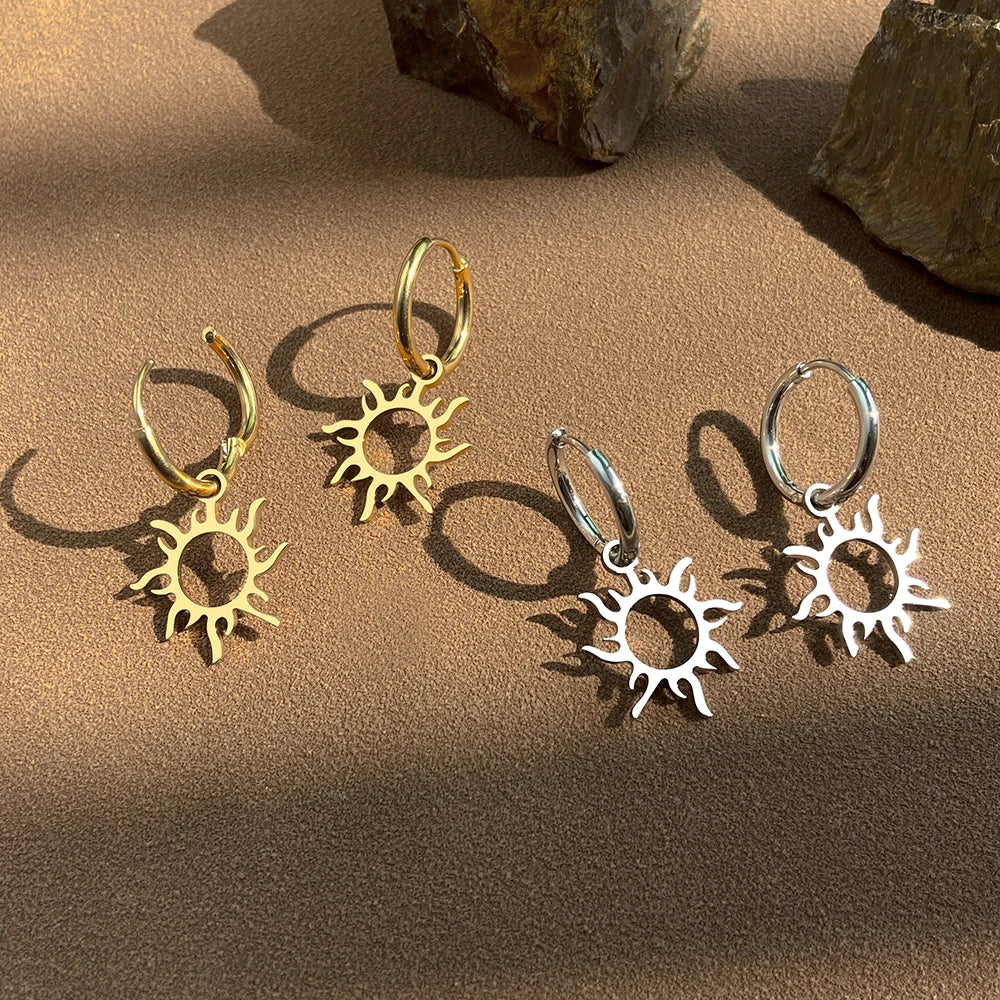 Sun Star Earrings in Gold or Silver