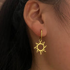 Sun Star Earrings in Gold or Silver Gold