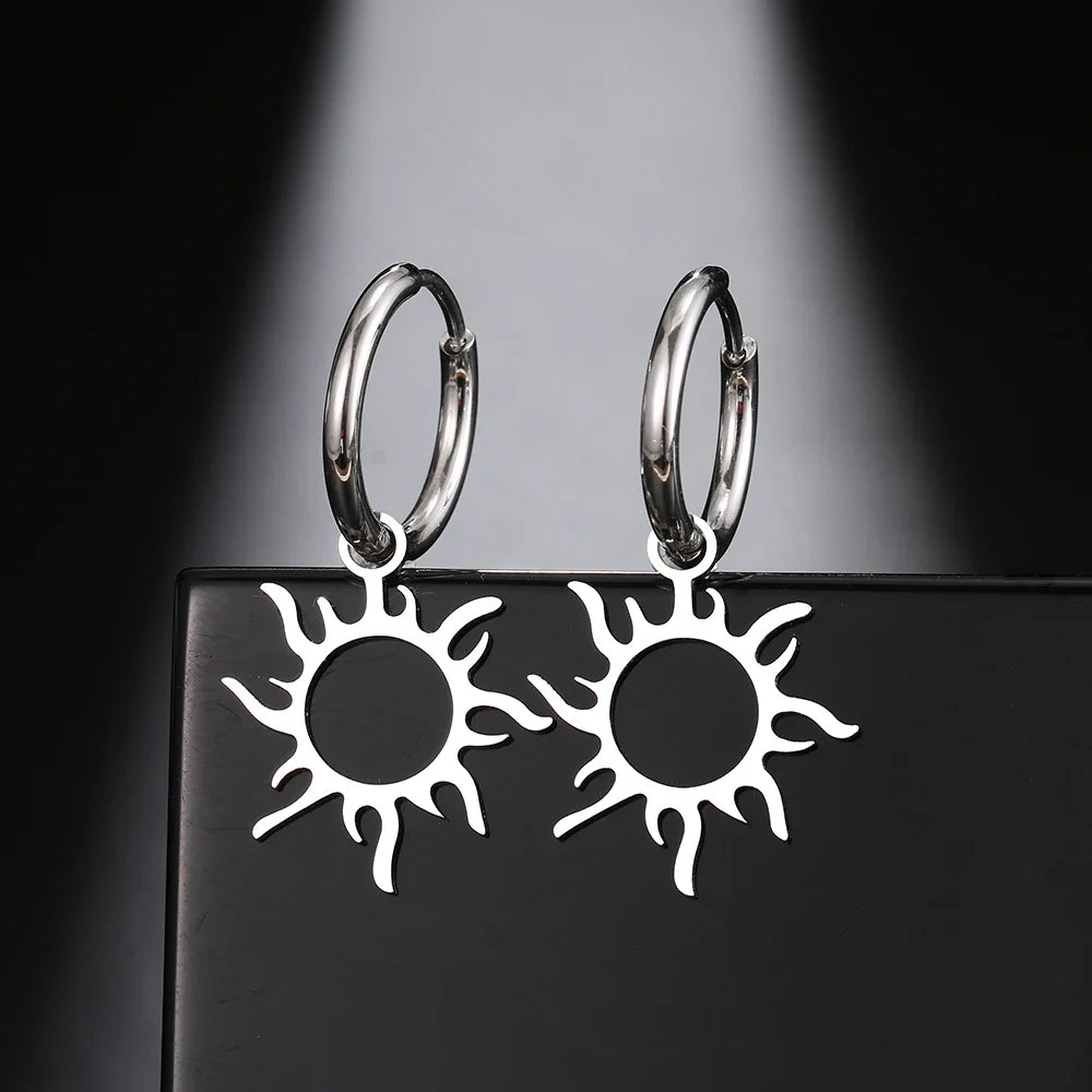 Sun Star Earrings in Gold or Silver silver
