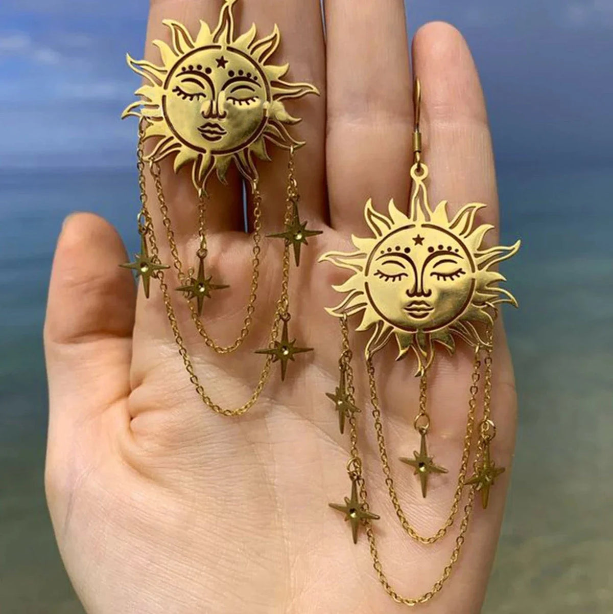 Sun and Stars Dangle Earrings