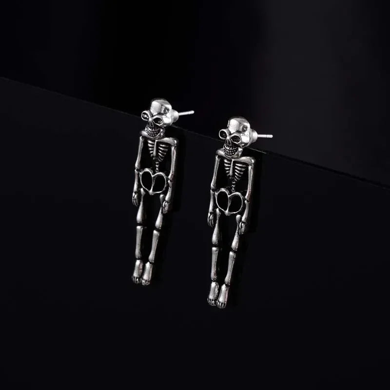 Skeleton Dangle Earrings Silver