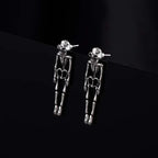 Skeleton Dangle Earrings Silver