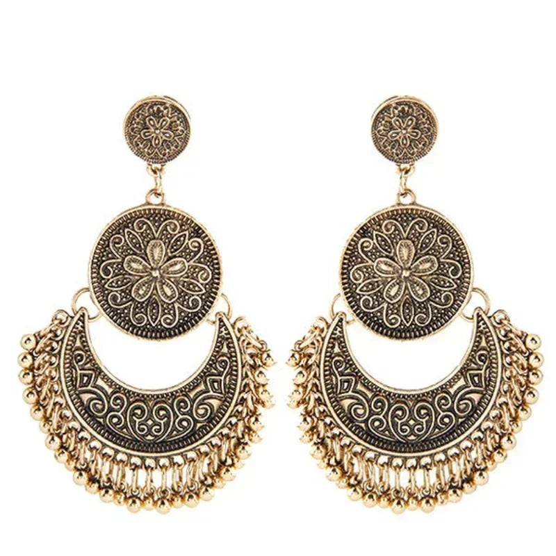 Baroque Bohemian-Style Drop Earrings in Rose Gold