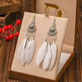 Ethnic-Style Feather Drop Earrings 1
