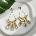 Nature-Inspired Cowrie Shell Dangle Earrings