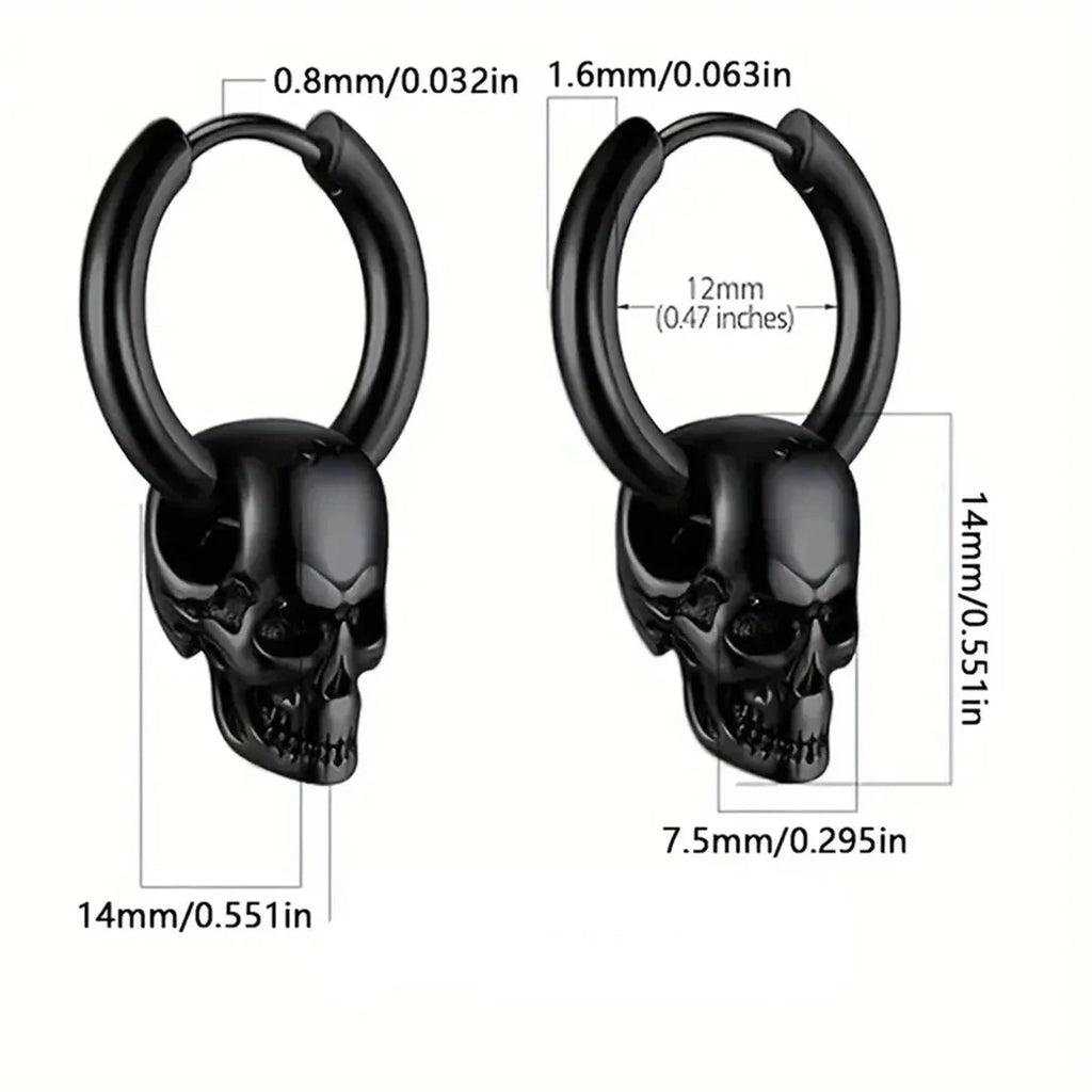 Men's Skull Drop Earrings